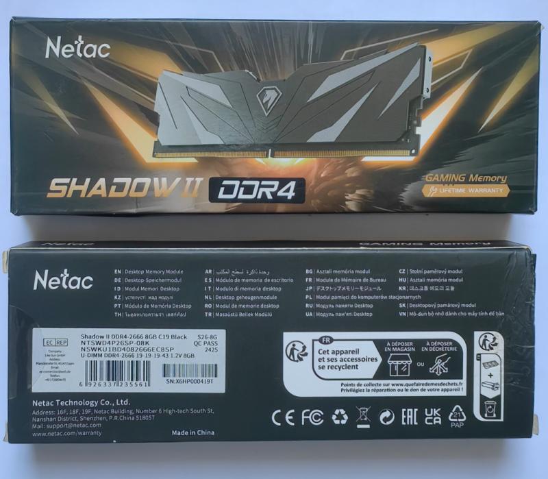 RAM DDR4 8 GB 2666Mhz NETAC GAMING