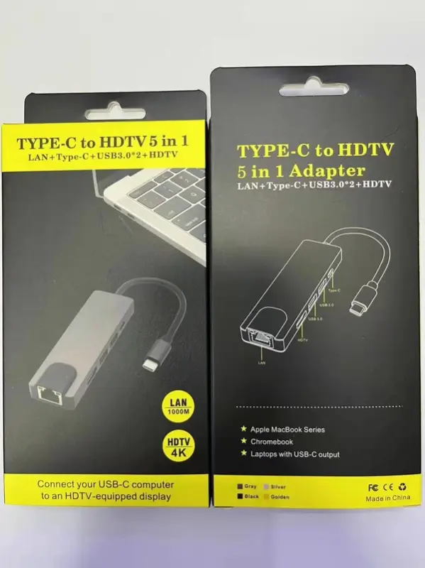 Adaptateur USB Type-C 5 EN 1 USB Type-C to HDTV Multifonction