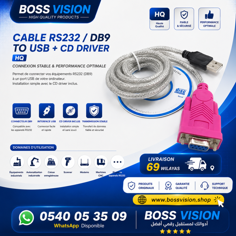 CABLE RS232 / DB9 + CD DRIVER (HQ)