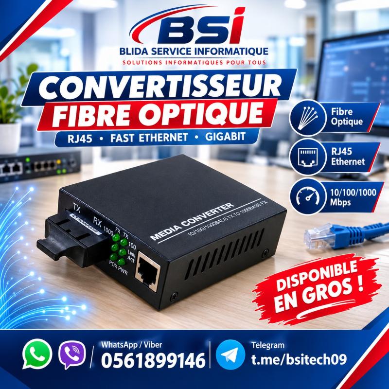 CONVERTISSEUR FIBRE OPTIQUE  RJ45/FAST ETHERNET/GIGABIT