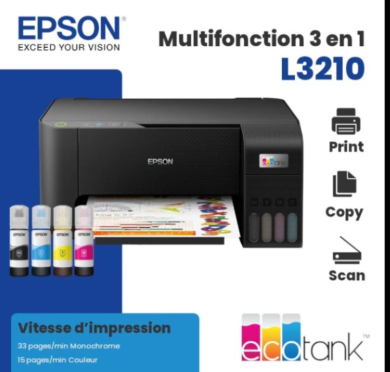 Imprimante Réservoir Eco Tank L3210 Epson Multifonction Couleur
