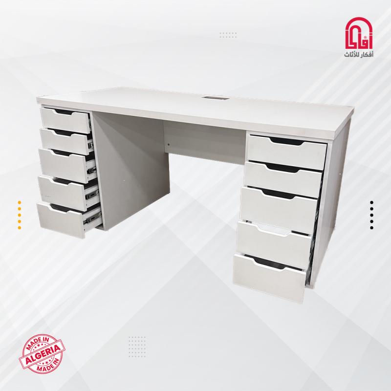 BUREAU ALEX MDF 10T (L160-H75-P70) (d-BLANC / P-blanc)