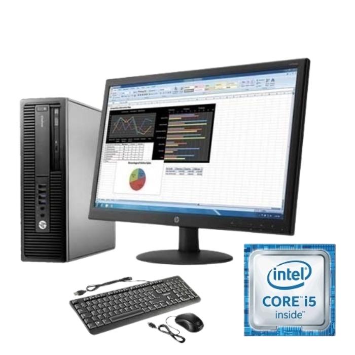 PC DE BUREAU TOUR HP ELITDESK 800 G1 I5-4em/DDR3 8G/SDD 256G/DVD RW/ECRAN HP 19.5" /clavier +souris
