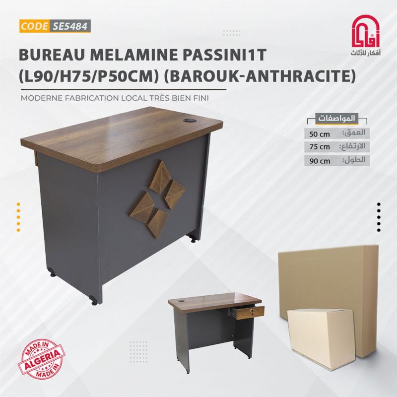 Bureau PASSINI 1 T ML (L90/P50/H75) Sonoma Gris