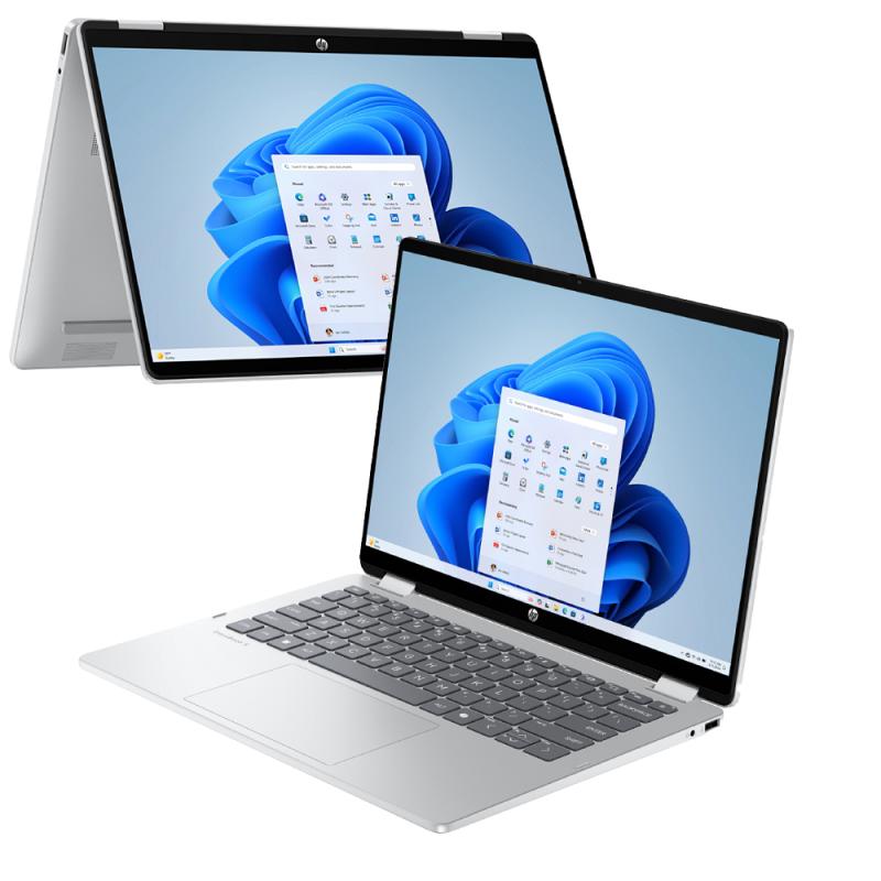 LAPTOP HP OmniBook 5 Flip x360 14″ — processeur Intel Core 7 150U, carte graphique intégrée Intel Graphics, 16 Go de RAM, SSD NVMe de 512 Go, écran tactile 14 pouces 2K (1920 × 1200), convertible à 360° en mode tablette, Wi-Fi 6, Bluetooth, Windows 11.