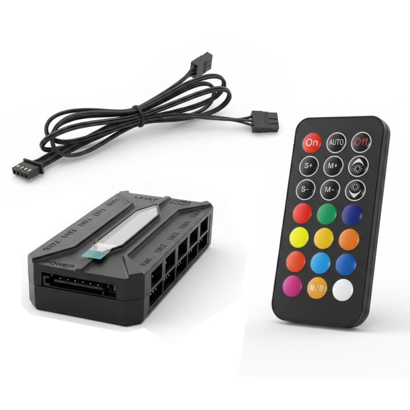 Controleur RGB 10 Sorties + Remote Control NOX PWM+ARGB 3 Black (Color control)-(Fan Speed control)-(Light Speed control) sticker blanc