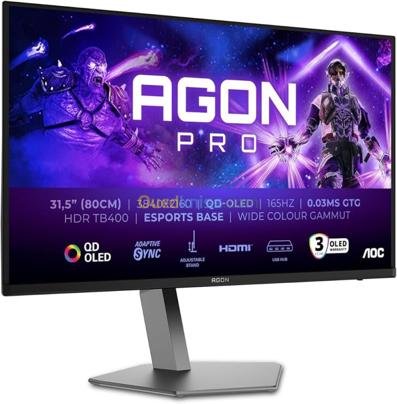 ECRAN AOC AGON PRO AG326UD 31.5" QD-OLED 4K UHD | 165Hz | 0.03ms | DisplayHDR True Black 400