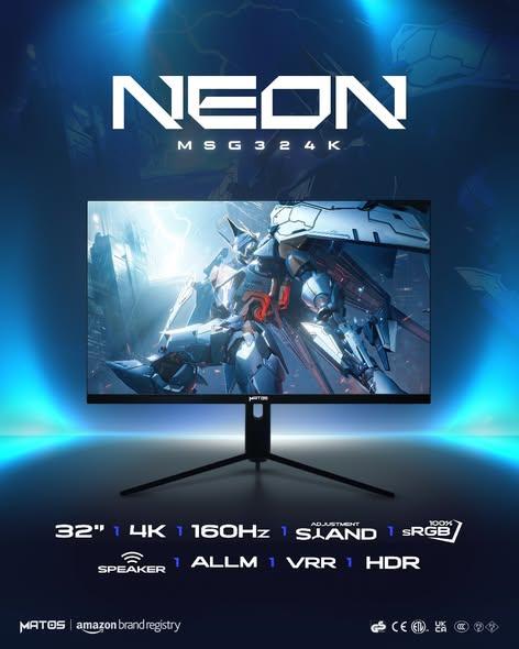 Ecran Gaming 32" Neon 160Hz, 4K, Ajustable Stand