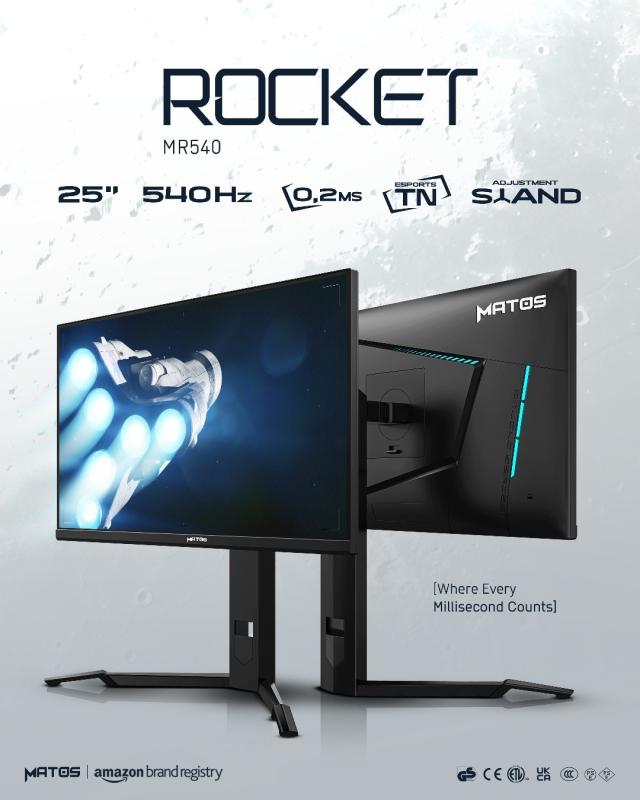 Ecran Matos 25" Rocket MR540, 540Hz, 0.2Ms,Ajustable Stand