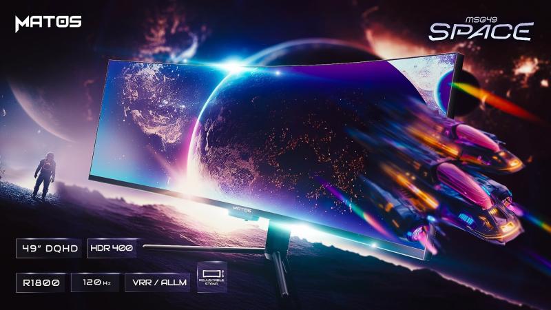 Ecran Matos 49" Space  DQHD, 120Hz, Ajustable Stand  -  Curved