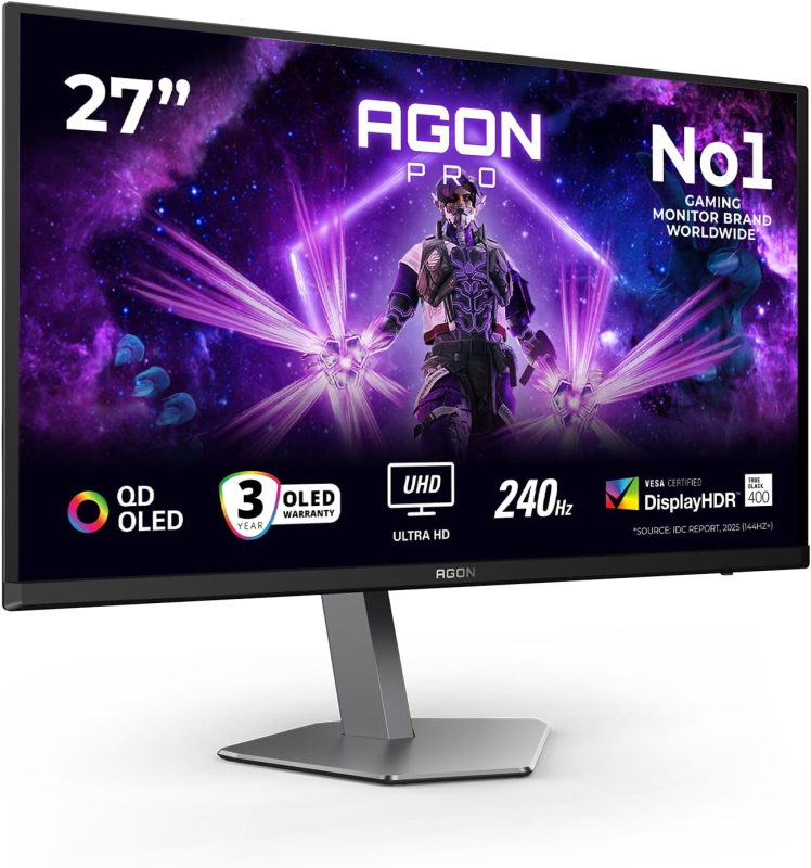 ECRAN AOC AGON PRO AG276UZD 26.5" QD-OLED 4K UHD | 240Hz | 0.03ms | DisplayHDR True Black 400