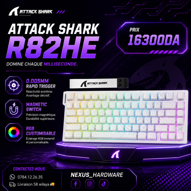 ATTACK SHARK R82HE Magnetic Switch Gaming Keyboard | WHITE