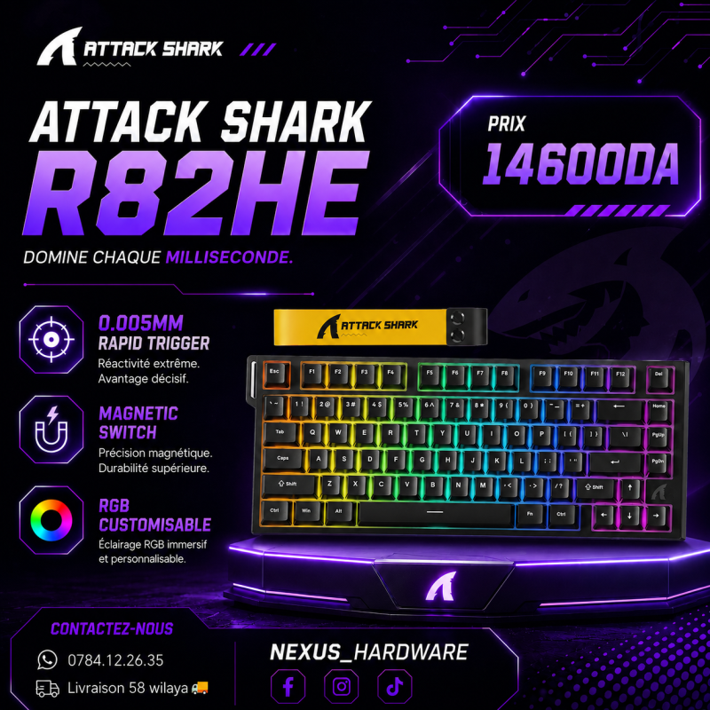 ATTACK SHARK R82HE Magnetic Switch Gaming Keyboard | BLACK