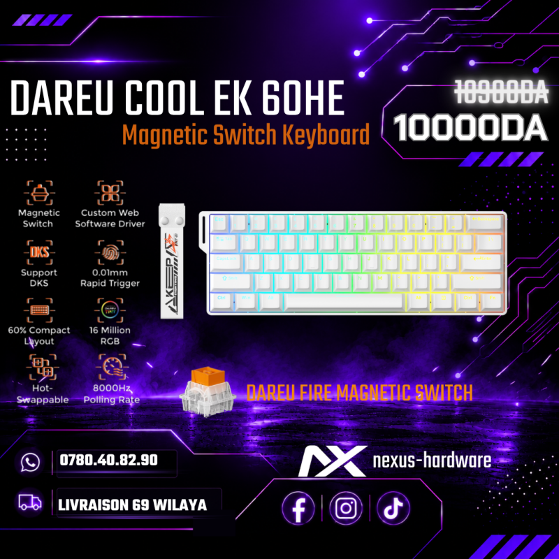 🆕DAREU COOL EK60 HE ⌨️ Magnetic Switch GAMING KEYBOARD