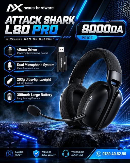 ATTACK SHARK L80 PRO 🎧 Wireless Gaming Headset