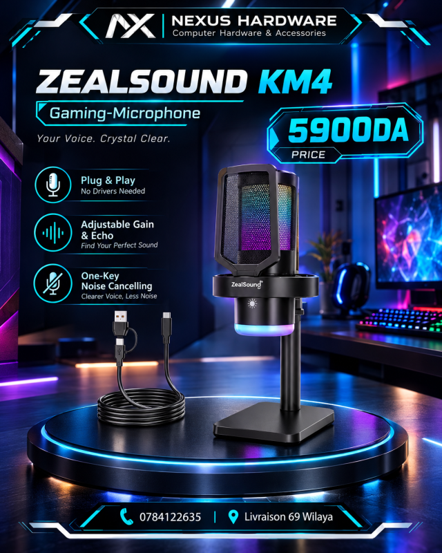 Microphone Gaming Zealsound KM4 with Noise Cancelling