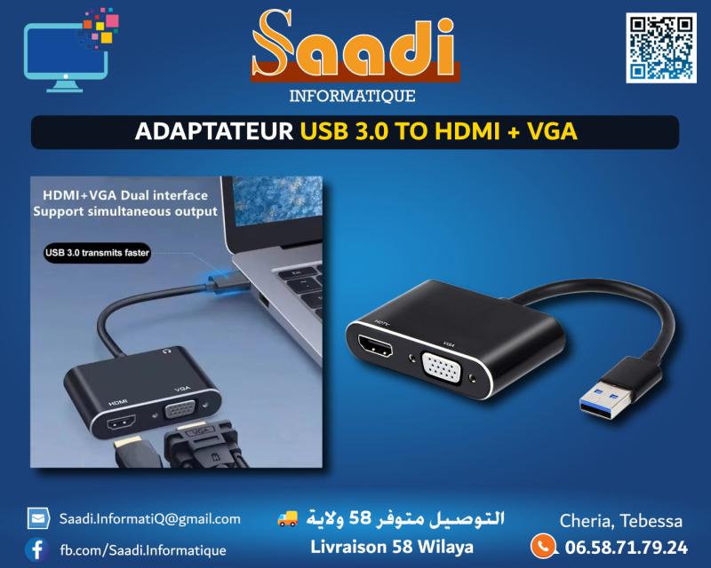 ADAPTATEUR USB 3.0 TO HDMI + VGA