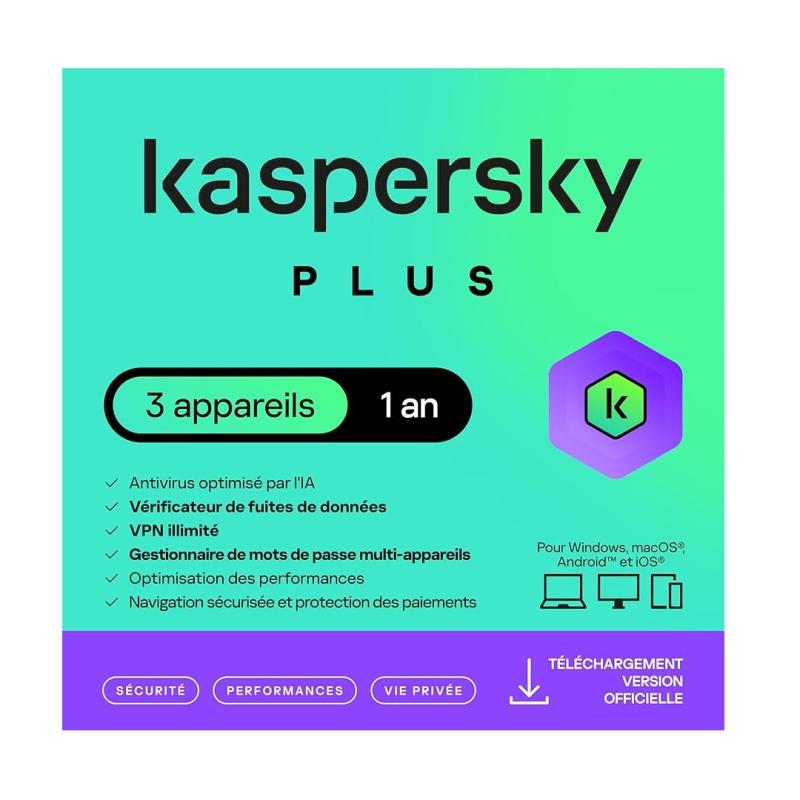 ANTIVIRUS KASPERSKY  PLUS - 3 APPAREIL