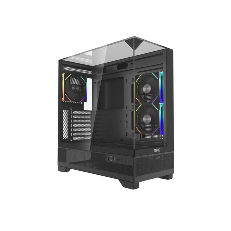 Boitier Gamer NOX ASPIRE GLASS EDITION Black plus 3Pcs Fans M42-12cm ARGB