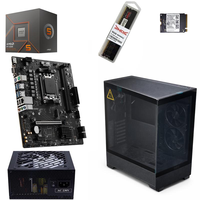 Unite Gamer RYZEN 5-8500G /CM A620M DDR5 /RAM DDR5 16G 4800Mhz/ SSD 256GB NVMe/ PSU 550W BLACK/ Case NOX PHANTOM BLACK 3FAN ARGB
