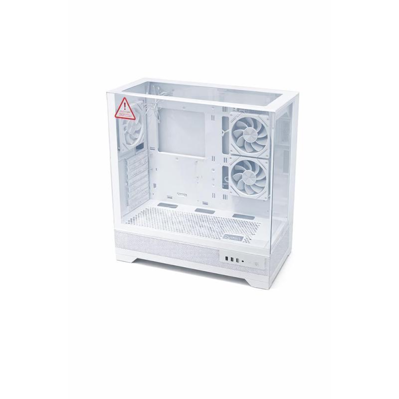Boitier Gamer NOX ASPIRE GLASS EDITION White plus 3Pcs Fans M42-12cm ARGB